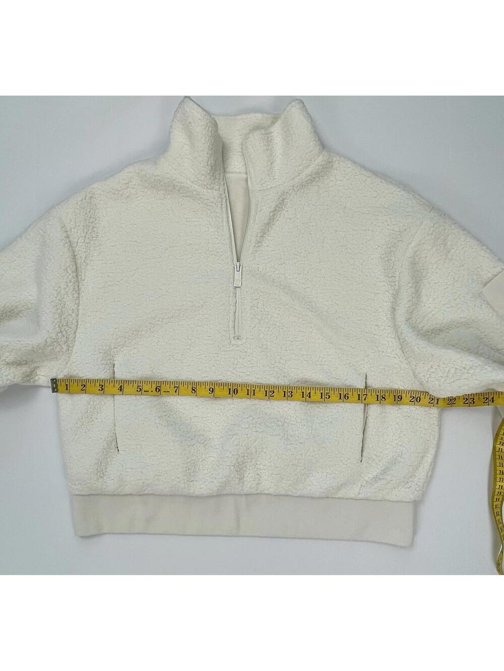 ALO Micro Sherpa Solstice 1/2 Zip Pullover Ivory Women's Small - Picture 11 of 11